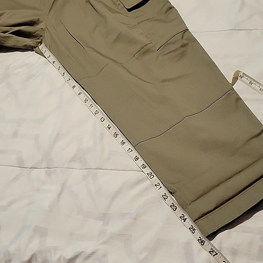 Lauren Ralph Lauren Micro-Sanded Twill Cargo Pant Green High Rise Straight New - Picture 15 of 16